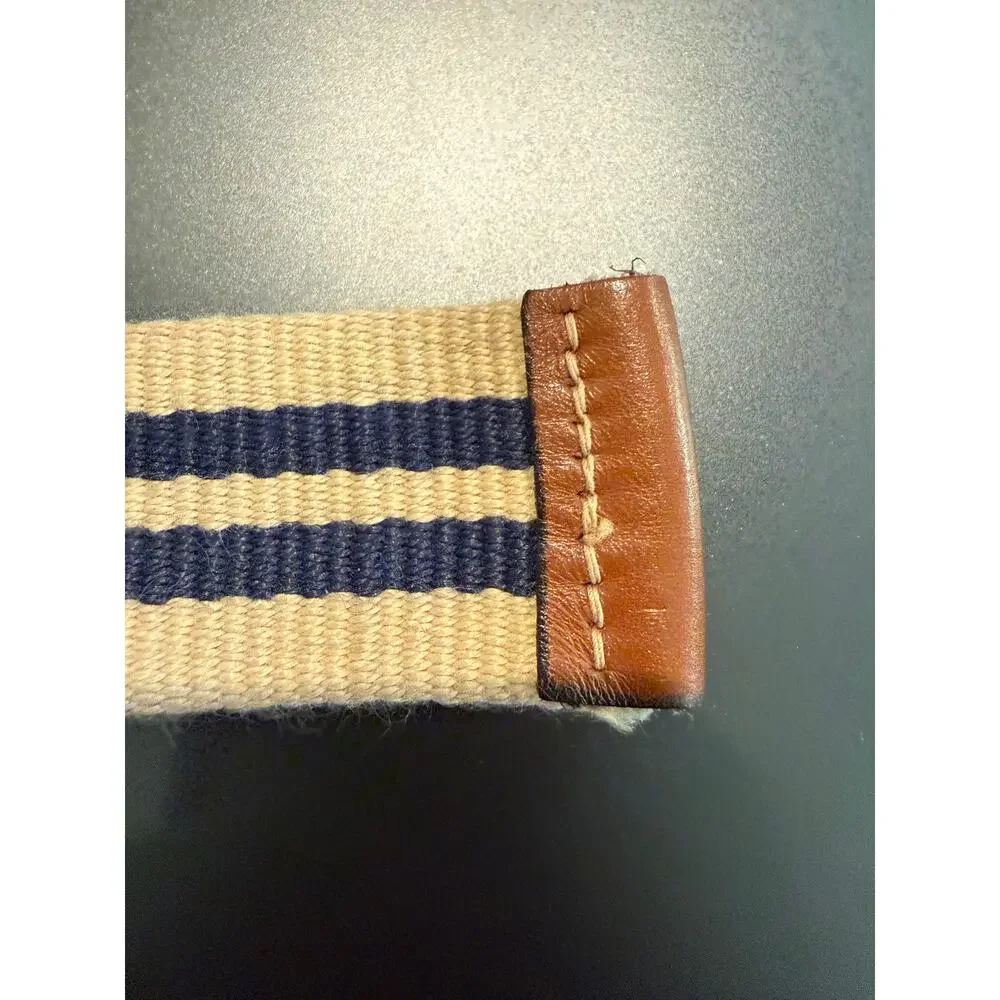 VTG 70's 80's Izod Lacoste Reversible Surcingle Belt Made in Italy Stripe Canvas